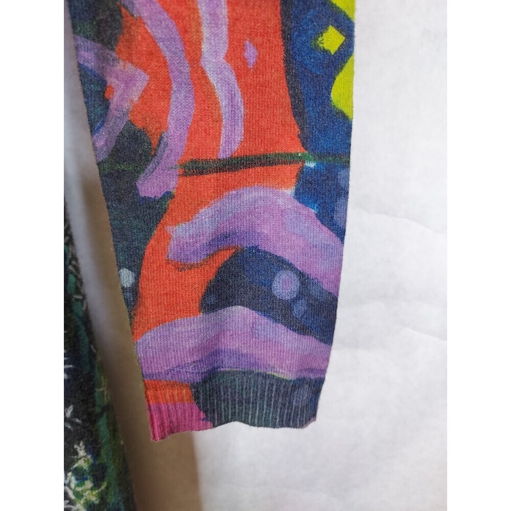 Claire Desjardins Tunic Top Women's M V-Neck Floral Abstract Garden Artsy Boho - Picture 4 of 16